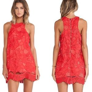 Lovers + Friends • Red Caspian Shift Floral Lace Dress